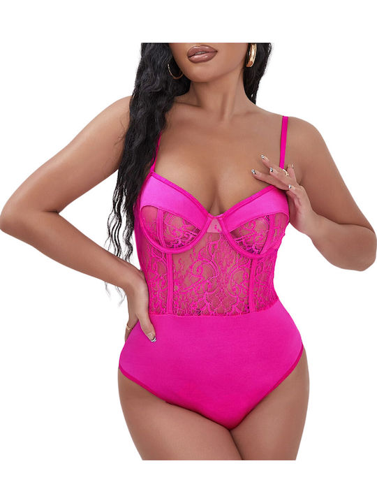 La Lolita Amsterdam Sexy Κορμάκι με Δαντέλα Ροζ