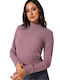 Enzzo Women's Long Sleeve Sweater Turtleneck Purple