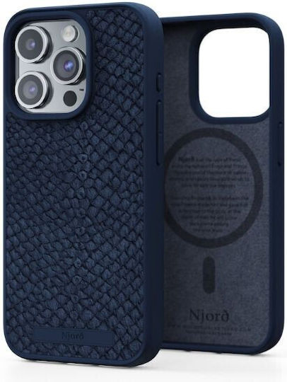 Njord Back Cover Leather 2mm Blue (iPhone 15 Pro)