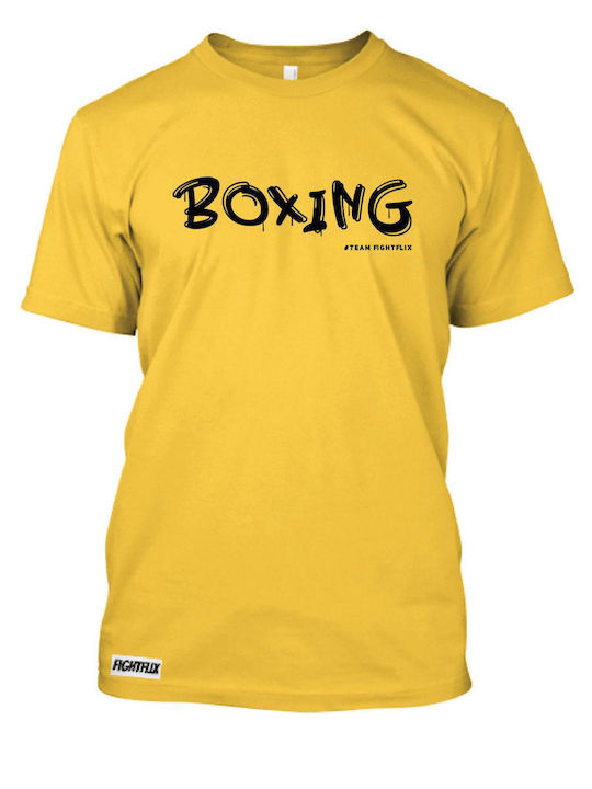 FightFlix T-shirt Bărbătesc cu Mânecă Scurtă Galben