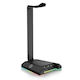 Eksa EK210125B Desk Mounted Headphone Stand with LED Lighting and USB Port Black
