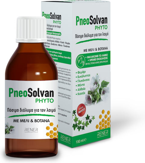 Rener PneoSolvan Phyto Sirop Miere și 6 ierburi cu aromă de măr pentru Tuse Uscată și Productivă 150ml