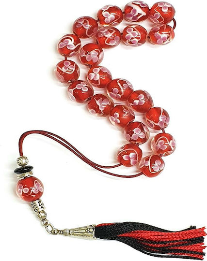 Roloi Komboloi Glass Worry Beads with 12 Beads Red 33cm