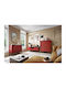 Rectangular Central Coffee Table Mono Wooden with Drawers Burgundy / Gold M103.5xL68xH46.2cm