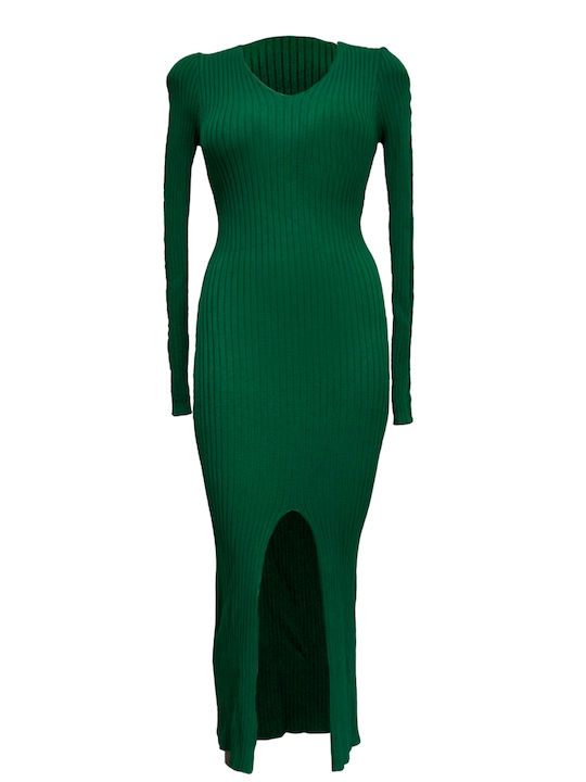 Fashion Vibes Maxi Φόρεμα με Σκίσιμο Πράσινο