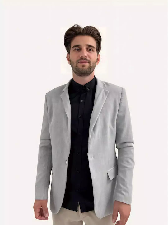 Casual Jacket With A Button Grey