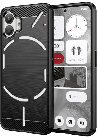 Carbon Fiber Brushed Umschlag Rückseite Silikon Schwarz (Nothing Phone 2)