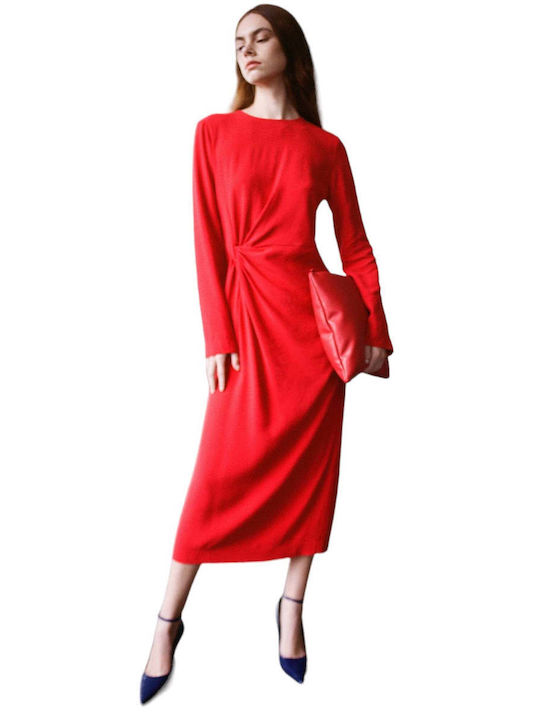 Liviana Conti Midi Kleid Drapiert Rot