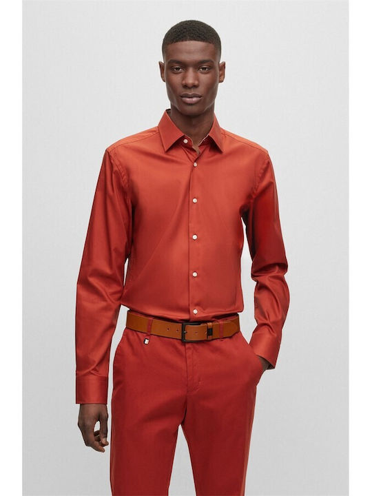 Hugo Boss Men's Shirt Long Sleeve Orange