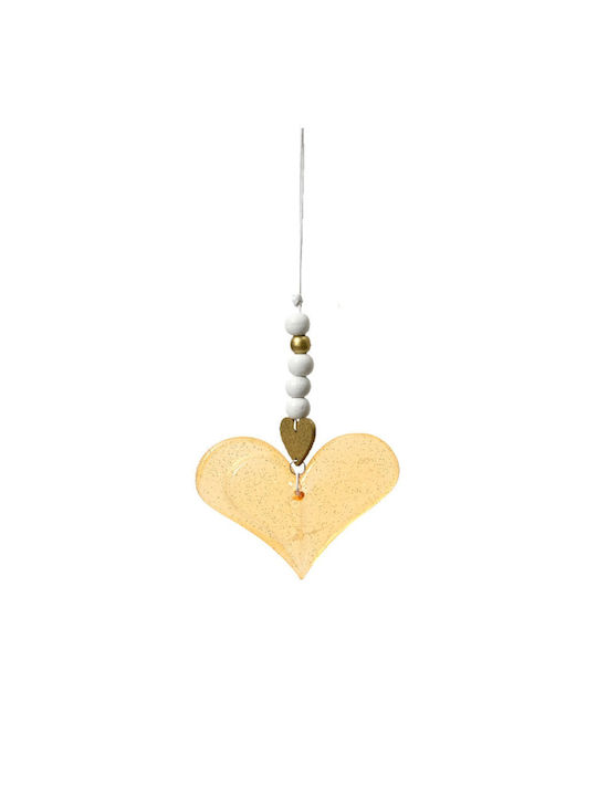 Decorative Hanging Hanging Heart Ornament Glass Orange 0.6x10cm