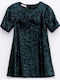 Children's Dress Short Sleeve with Sequins Green