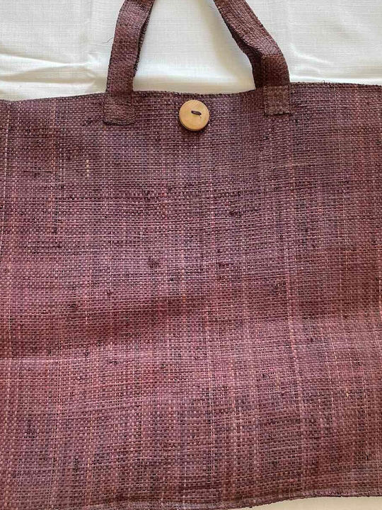 Straw bag plum 57X50