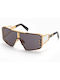 Balmain Le Masque Sunglasses with Gold Metal Frame and Gray Lens ABPS146