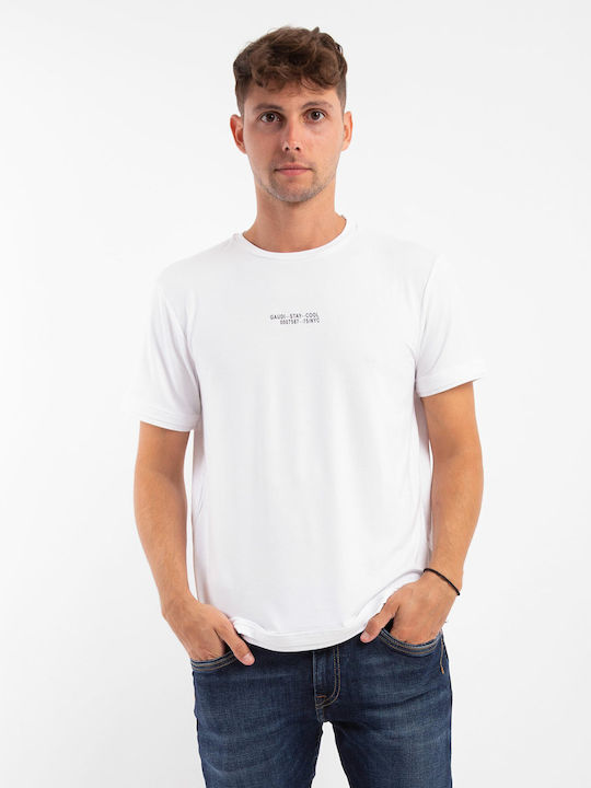 Gaudi T-shirt Bărbătesc cu Mânecă Scurtă Alb