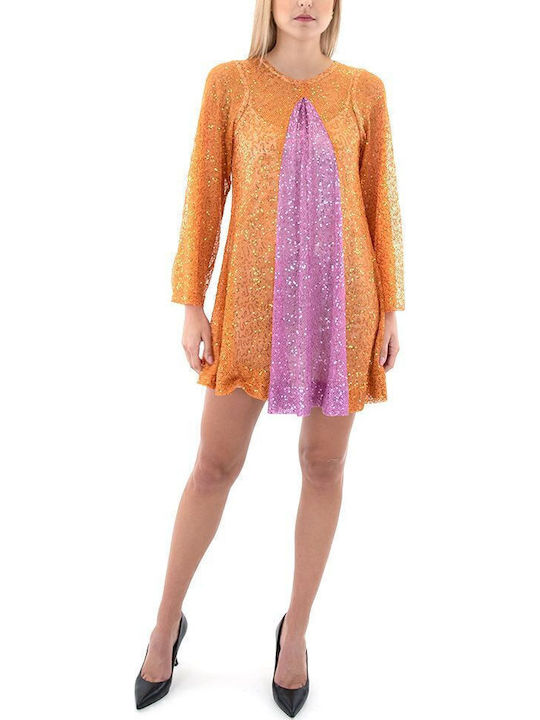 Dress Women Mini Evening Dress Orange