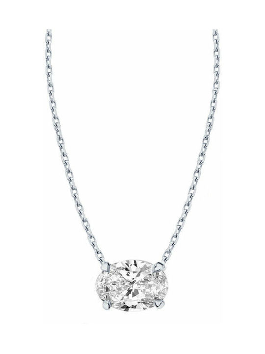 Petra Necklace from White Gold 14K with Zircon