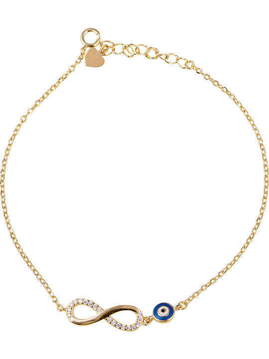 Slevori Women's Bracelet with design Infinity made of Silver Gold Plated