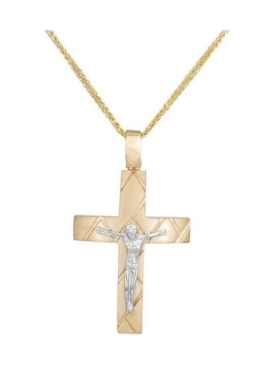 Herren Gold Kreuz 14K mit Kette