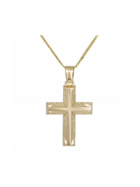 Herren Gold Kreuz 14K mit Kette