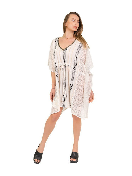 Aquablue Damen Mini Kaftan Strand Weiß