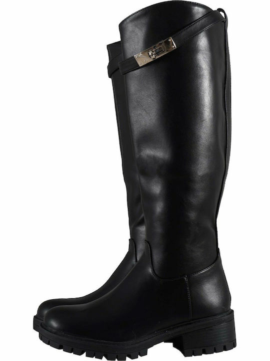 G Secret Riding Boots with Zipper Black