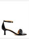 Cafe Leder Sandalen Schwarz