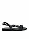 Leder Flache Sandalen für Damen in Schwarz Farbe