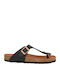 Leather Women's Flat Sandals Anatomic in Black Color