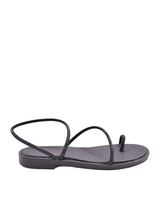 Shoelover Leather Women's Flat Sandals in Black...