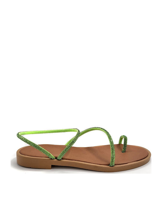 Shoelover Leather Women's Flat Sandals in Green...