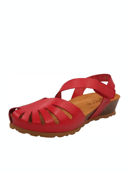Yokono Anatomic Women's Leather Platform Shoes Red