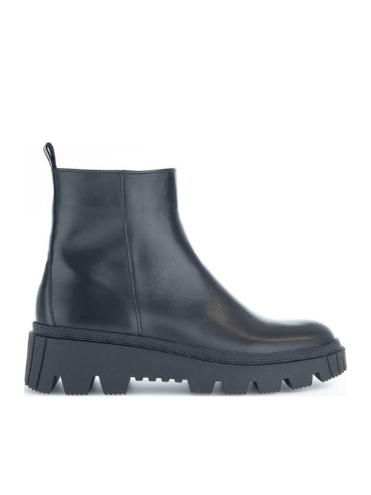 Leder Stiefeletten Damen mit Pelz Schwarz