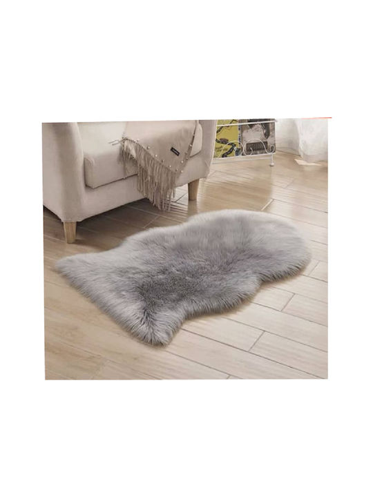 Rug Rectangular Furry Gray