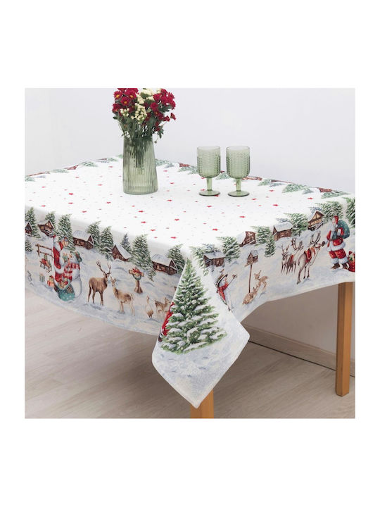 Christmas Tablecloth Fabric White L220xW140cm 1pcs