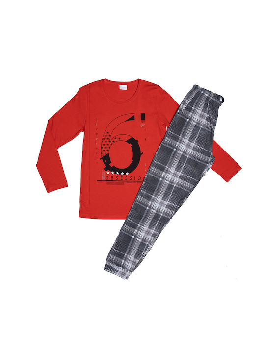 Vienetta Secret Set Top & Bottom Kids Winter Cotton Pyjamas Red