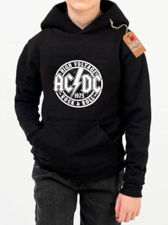 Παιδικό Φούτερ με Κουκούλα και Τσέπες Μαύρο Acdc