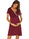 Summer Maternity Mini Dress Burgundy