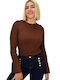 Potre Women's Blouse Long Sleeve Brown