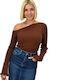 Potre Women's Blouse Long Sleeve Brown