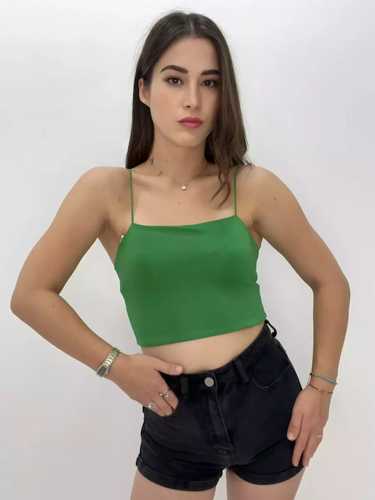 Bebe Plus Women's Crop Top with Straps Green