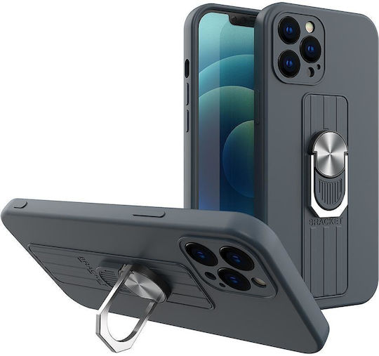 A Finger Grip Base Back Cover Silicone Blue (Galaxy S22 Ultra)