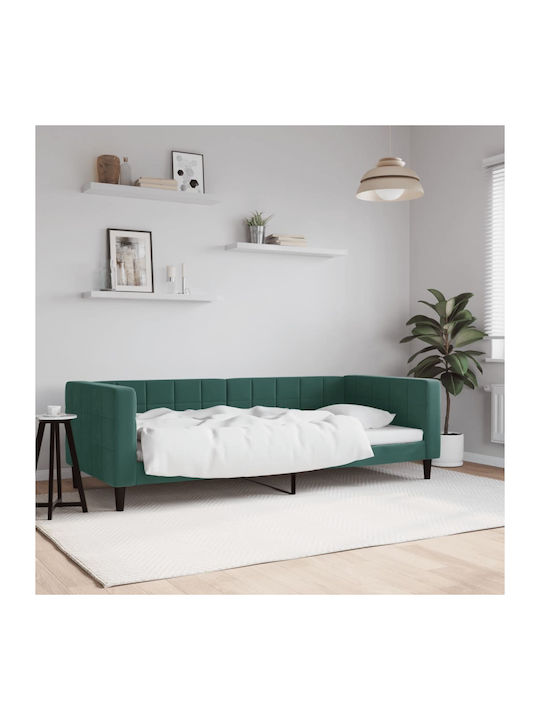 Sofa Bed Single Upholstered with Fabric Dark Gr...