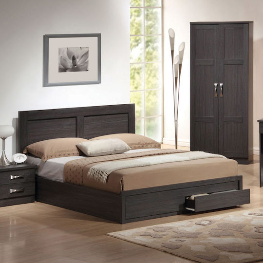 Capri Bed Semi-double Wooden Zebrano with Slats for Mattress 120x200cm