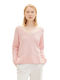 Tom Tailor Women's Long Sleeve Sweater with V Neckline Pink