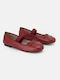 Damen Ballerinas aus Lackleder in Burgundisch Farbe