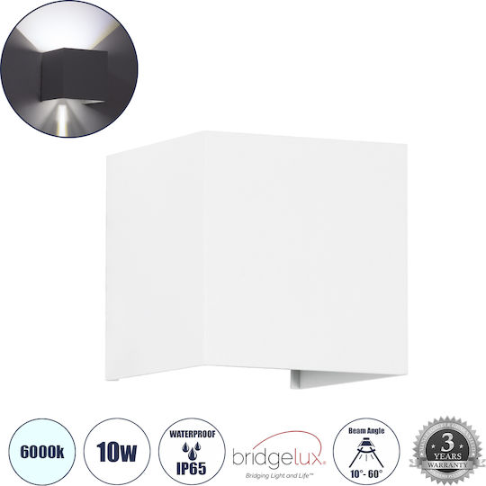 GloboStar Axis-s Wall-Mounted Outdoor Ceiling Lamp LED IP65 10W with Cool White Light Double Beam 10x10x10cm