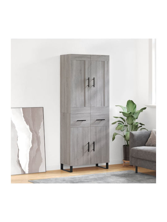 Office Storage Chipboard Closet Gray L69.5xW34xH180cm