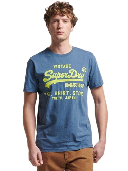 Superdry Neon Vintage Herren T-Shirt Kurzarm Blau