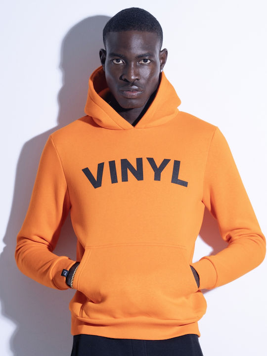 Vinyl Art Clothing Ανδρικό Φούτερ με Κουκούλα Πορτοκαλί