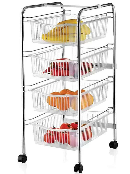 Perilla Metallic Kitchen Trolley 4 Tiers Silver 43x33x80cm